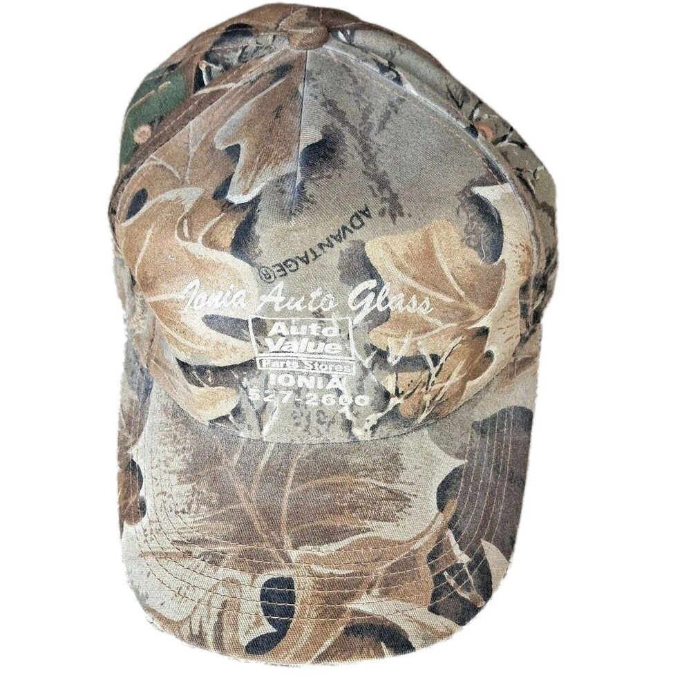 vintage ionia auto glass camo hat advantage camouflage snapback trucker cap mi